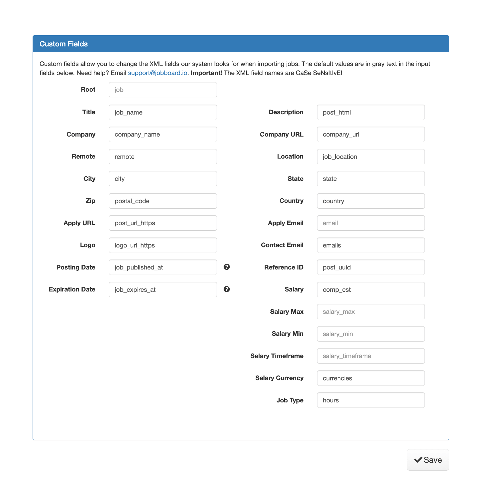 An overview of matching the SourceStack data fields to JobBoard.io's data fields