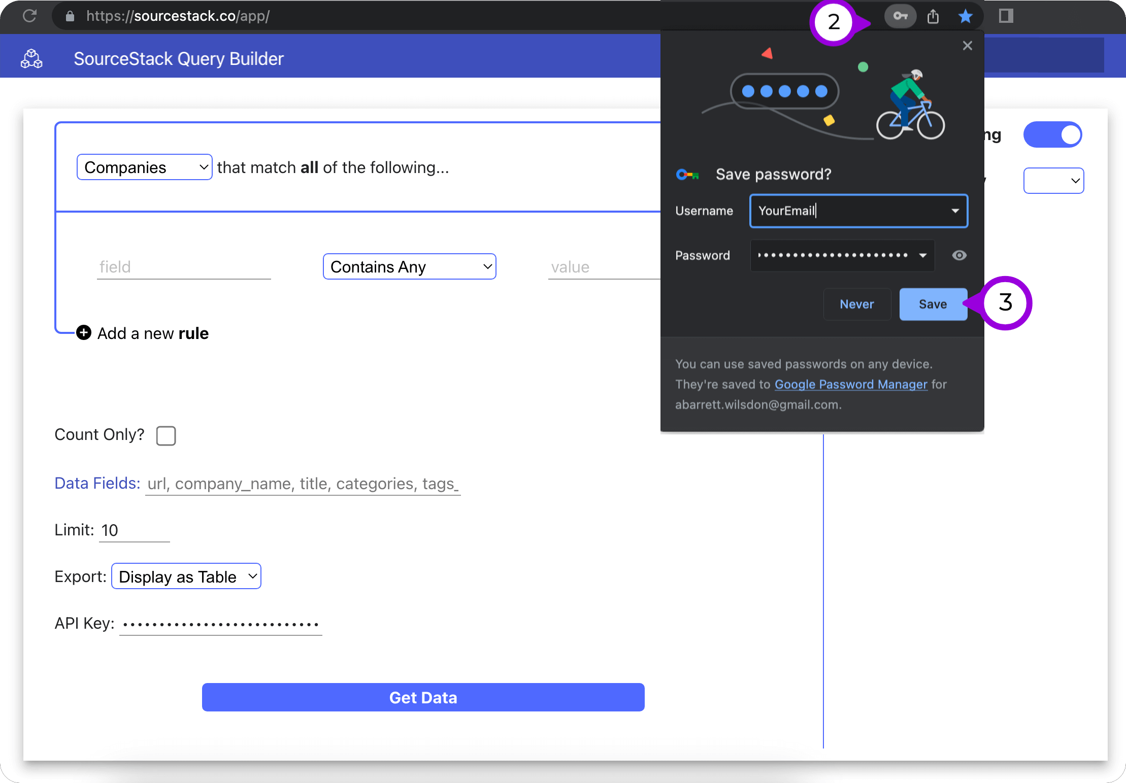 Saving your sourcestack credentials sourcestack