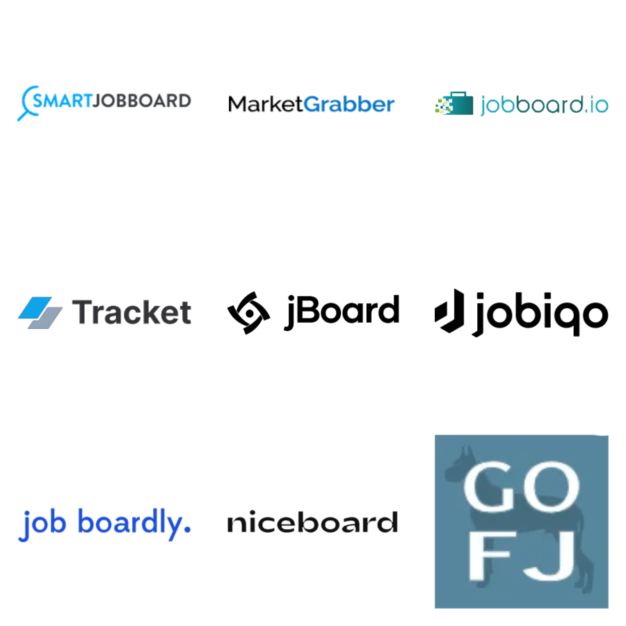 Job board platforms that can import SourceStack data - SmartJobBoard, JBoard, MarketGrabber, Jobboard.io, Jobiqo, Tracket, GoFetchJobs plugin, and any platform that can import from XML or API.