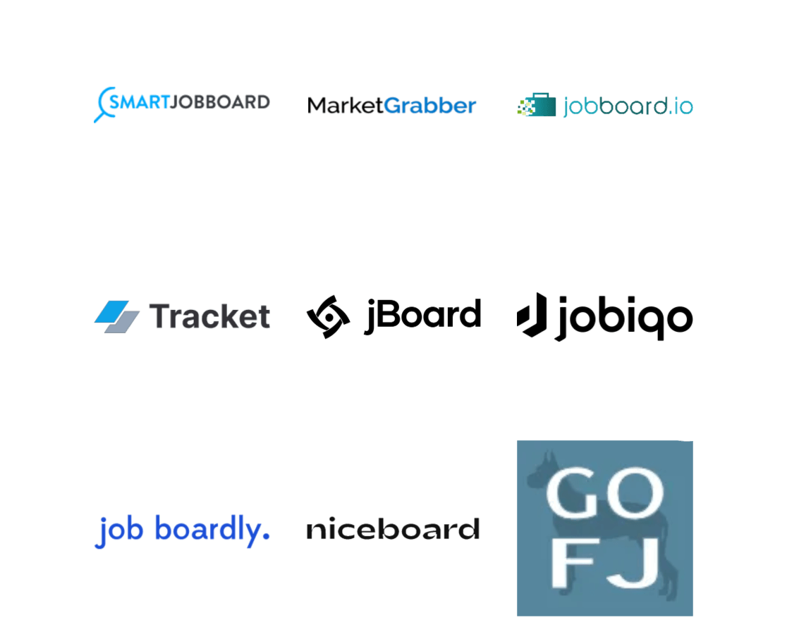 Job board platforms that can import SourceStack data - SmartJobBoard, JBoard, MarketGrabber, Jobboard.io, Jobiqo, Tracket, Jobboardly, GoFetchJobs plugin, and any platform that can import from XML or API.